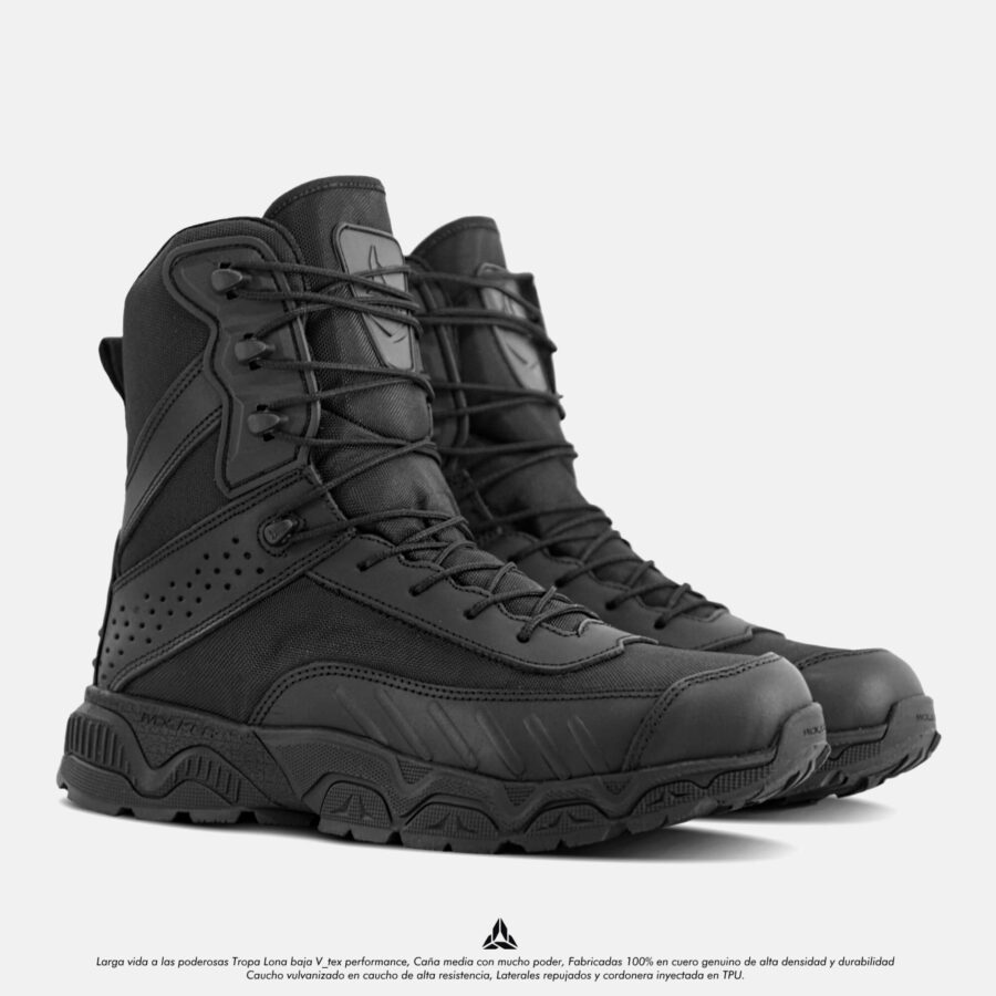 Botas militares tacticas Wolker Ref tropa lona baja v tex performance caña media en cuero 2