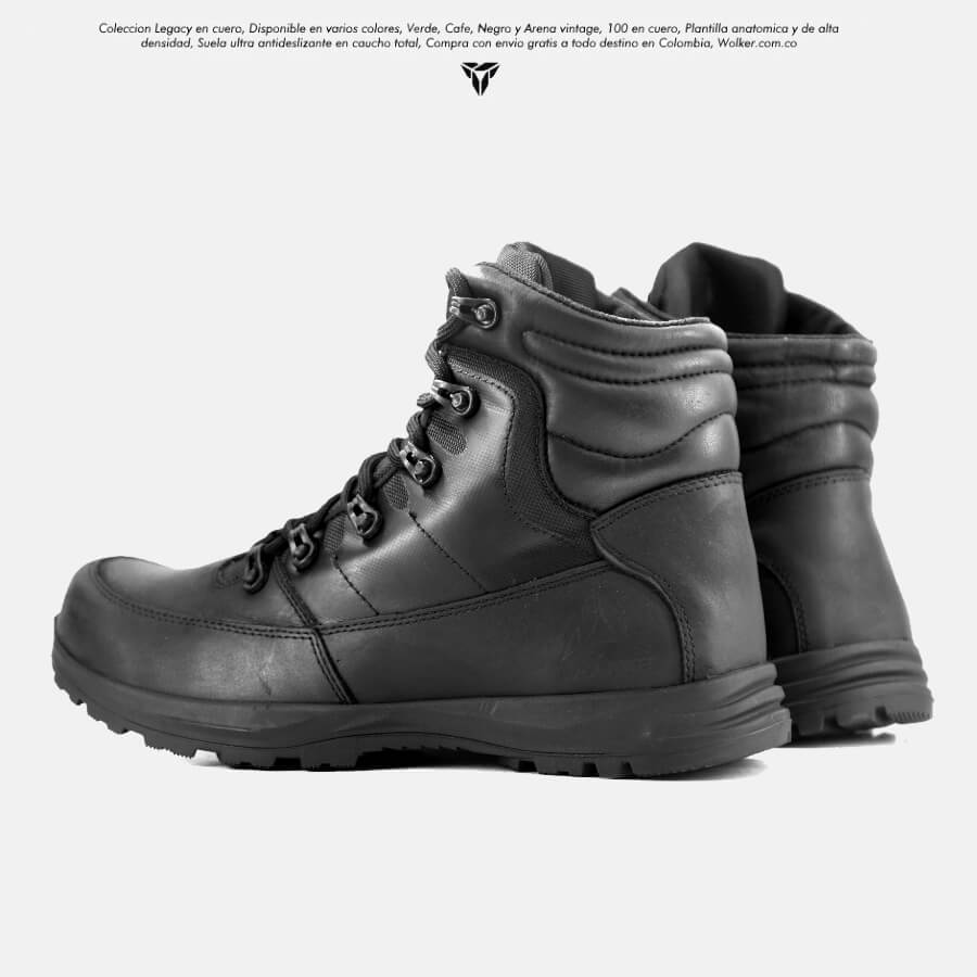 Botas Outdoor En cuero Legacy Negro Caña media en cuero 3 wolker.com.co