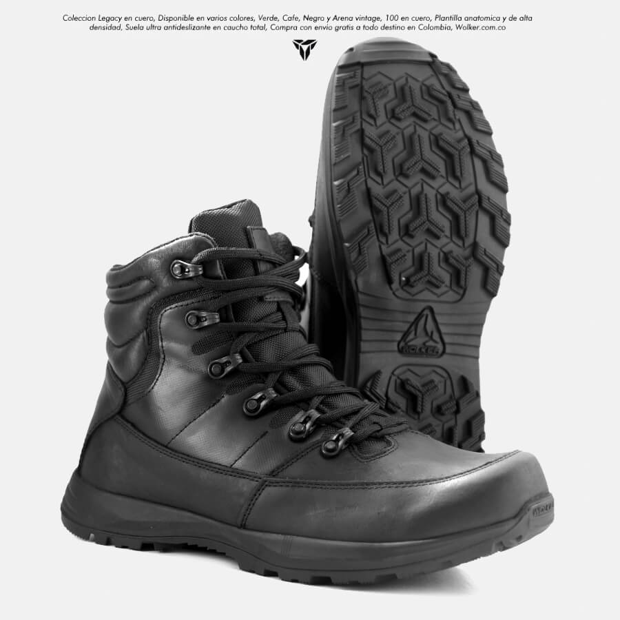 Botas Outdoor En cuero Legacy Negro Caña media en cuero 4 wolker.com.co