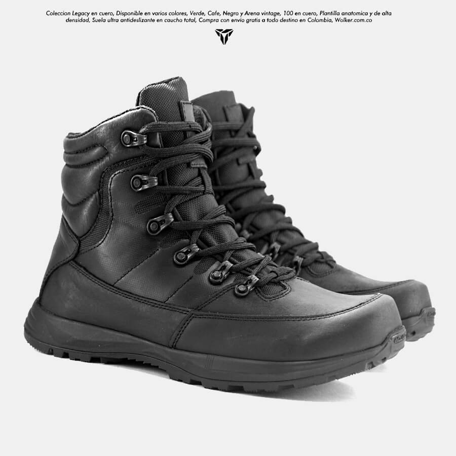 Botas Outdoor En cuero Legacy Negro Caña media en cuero 5 wolker.com.co