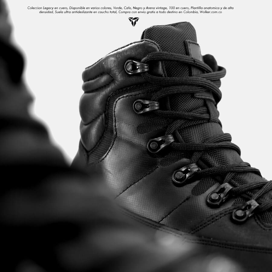 Botas Outdoor En cuero Legacy Negro Caña media en cuero 8 wolker.com.co