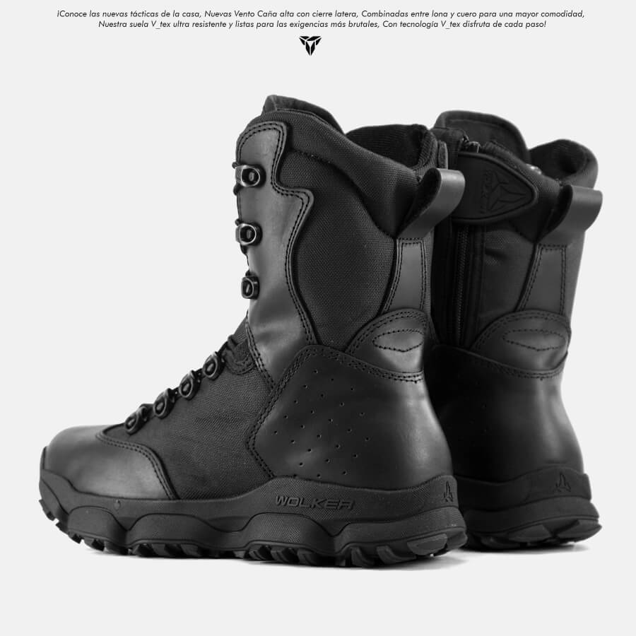 Botas Militares Tacticas Vento caña alta con cierre lateral, fabricadas en cuero hidrofugado de alta densidad, Wolker con envio gratis a todo Colombia 4