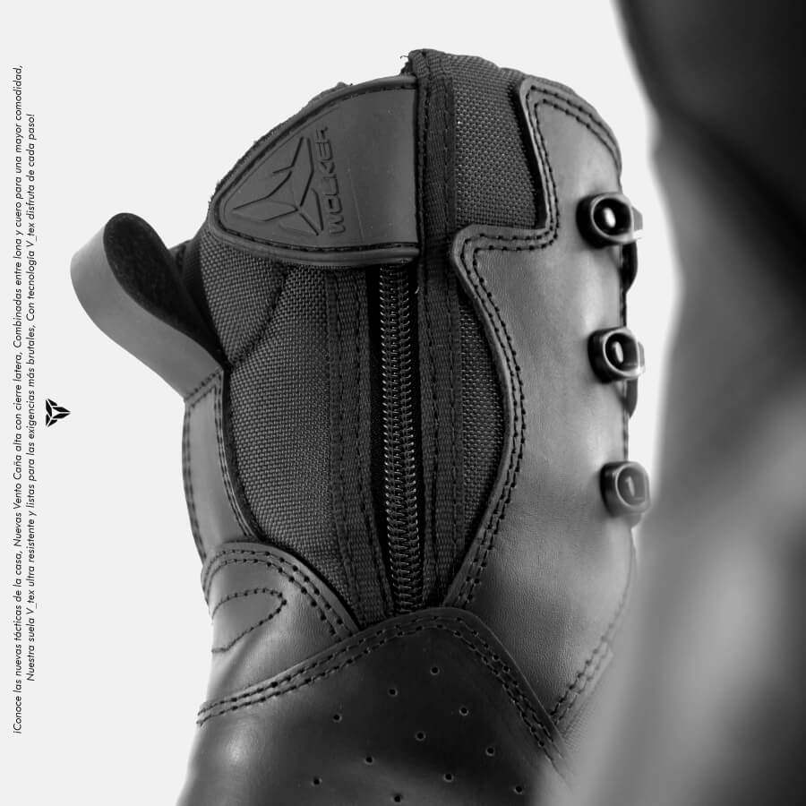Botas Militares Tacticas Vento caña alta con cierre lateral, fabricadas en cuero hidrofugado de alta densidad, Wolker con envio gratis a todo Colombia 5