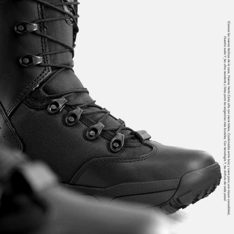 Botas Militares Tacticas Vento caña alta con cierre lateral, fabricadas en cuero hidrofugado de alta densidad, Wolker con envio gratis a todo Colombia 6