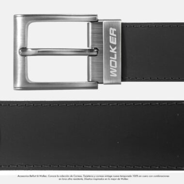 Correa en Cuero (UNITALLA) Hebilla Niquel / Negro Vintage