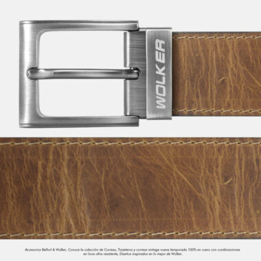 Correa en Cuero (UNITALLA) Hebilla Niquel / Miel