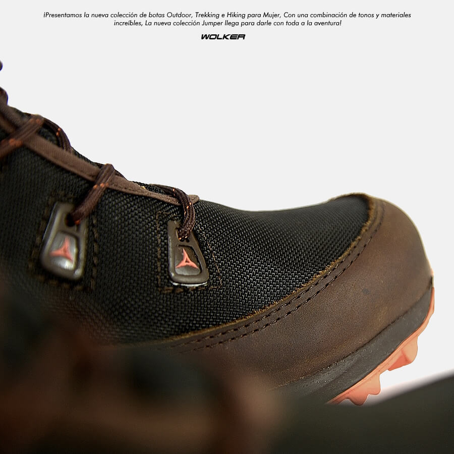 Botas Jumper cafe para mujer outdoor en cuero y lona impermable, caña media suela caucho femeninas colores vivos envio gratis colombia tienda 3