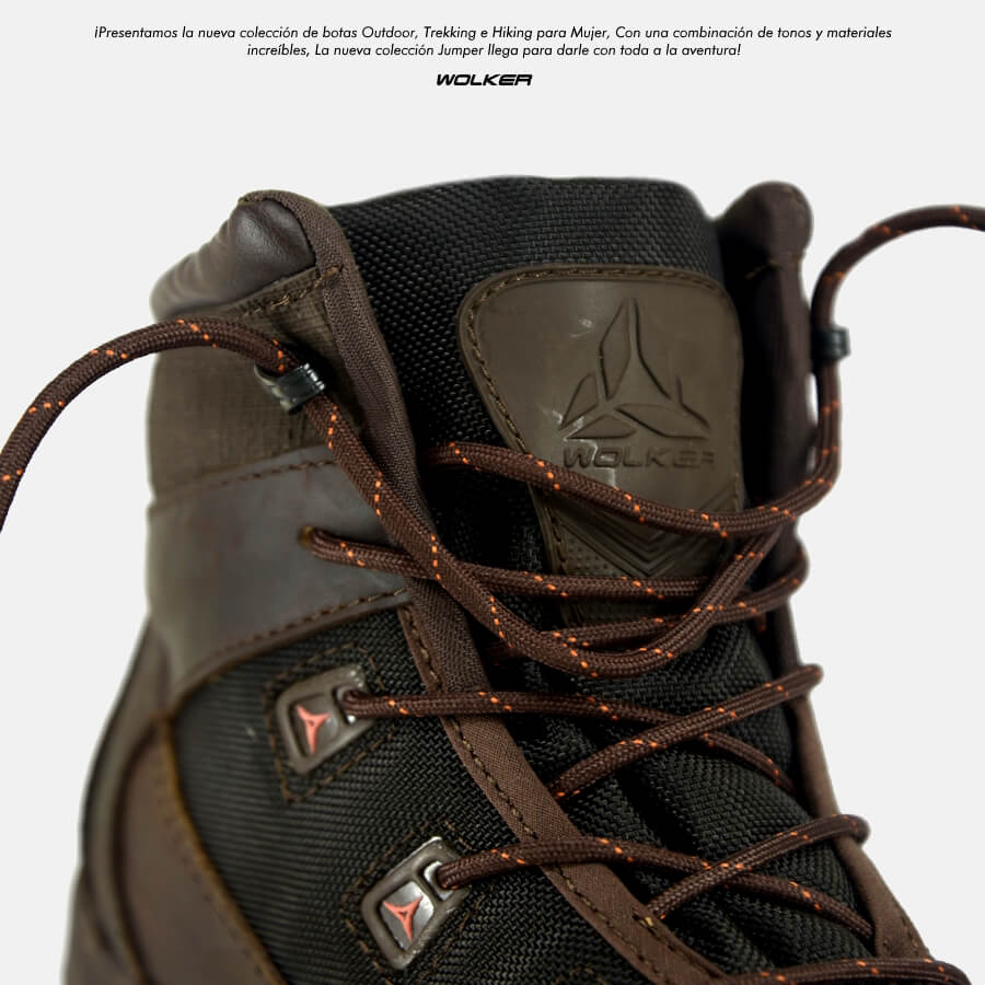 Botas Jumper cafe para mujer outdoor en cuero y lona impermable, caña media suela caucho femeninas colores vivos envio gratis colombia tienda 4