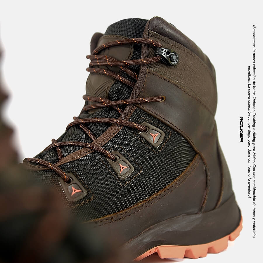 Botas Jumper cafe para mujer outdoor en cuero y lona impermable, caña media suela caucho femeninas colores vivos envio gratis colombia tienda 6