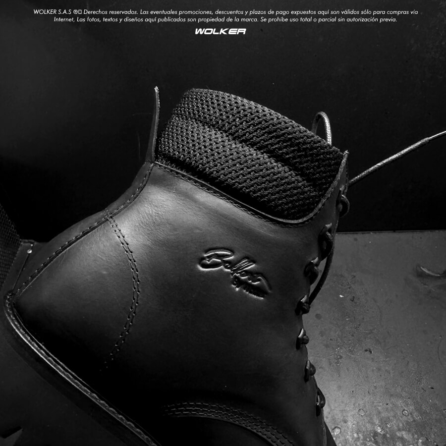 Botas Blaster en cuero, Diseño Belfort 100% en cuero genuino italiano, Suela armada, cordones encerados y caña media, Top Boots Wolker 101