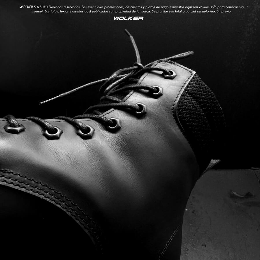 Botas Blaster en cuero, Diseño Belfort 100% en cuero genuino italiano, Suela armada, cordones encerados y caña media, Top Boots Wolker 102