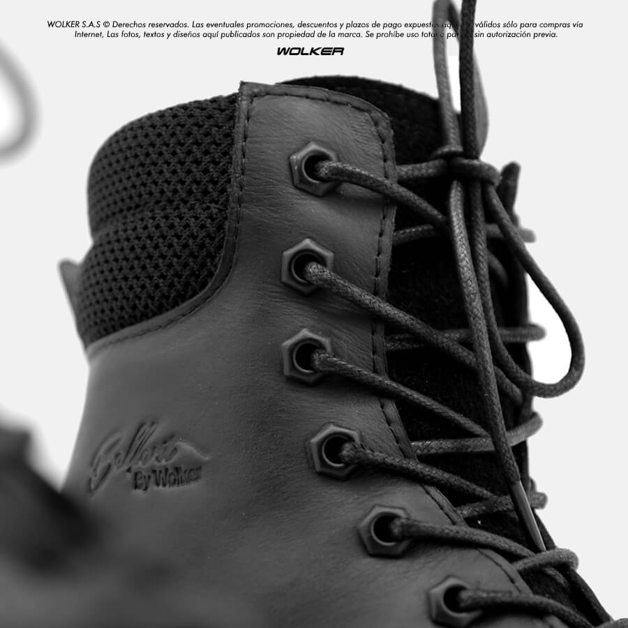 Botas Blaster en cuero, Diseño Belfort 100% en cuero genuino italiano, Suela armada, cordones encerados y caña media, Top Boots Wolker 5