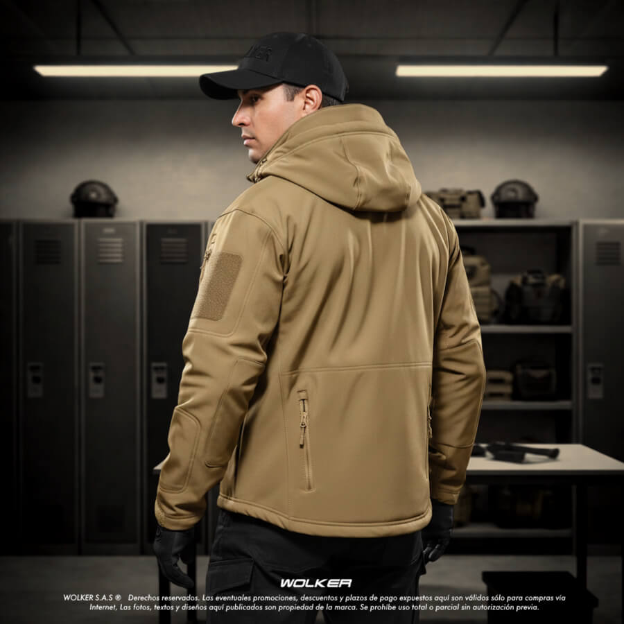 Chaquetas tacticas militares wolker con capucha en color arena, negro, verde, azul, Chaquetas para policia (1)