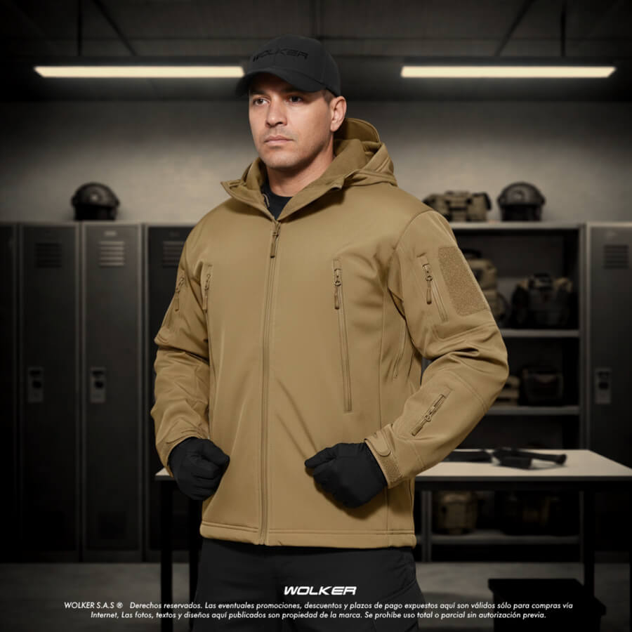 Chaquetas tacticas militares wolker con capucha en color arena, negro, verde, azul, Chaquetas para policia (10)