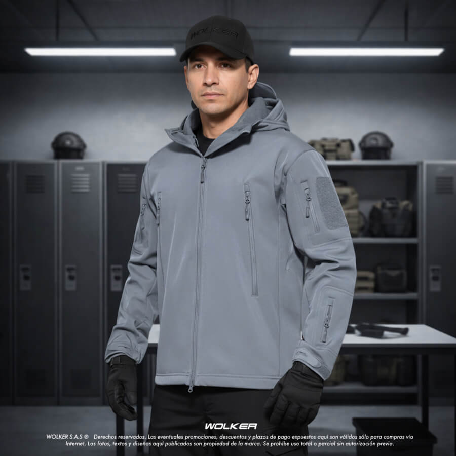 Chaquetas tacticas militares wolker con capucha en color arena, negro, verde, azul, Chaquetas para policia (2)