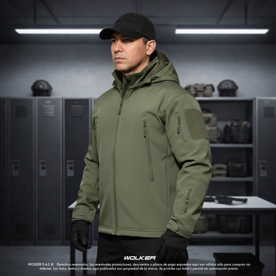 Chaquetas tacticas militares wolker con capucha en color arena, negro, verde, azul, Chaquetas para policia (4)