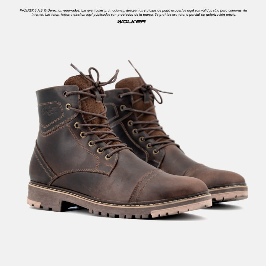 Botas Clasicas en cuero Miel Cafe Vintage para hombre Wolker tienda online, Zapatos y botines en cuero envio gratis a todo Colombia 3